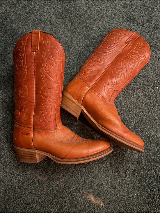 dingo Shoes - Vintage ACME Dingo Cowboy Boots Women’s 10D Tan Leather Western Floral USA 7732